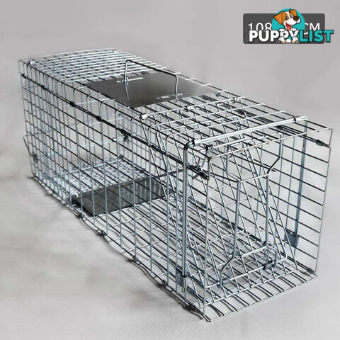 Humane Animal Trap Cage 108 x 40 x 45cm Silver