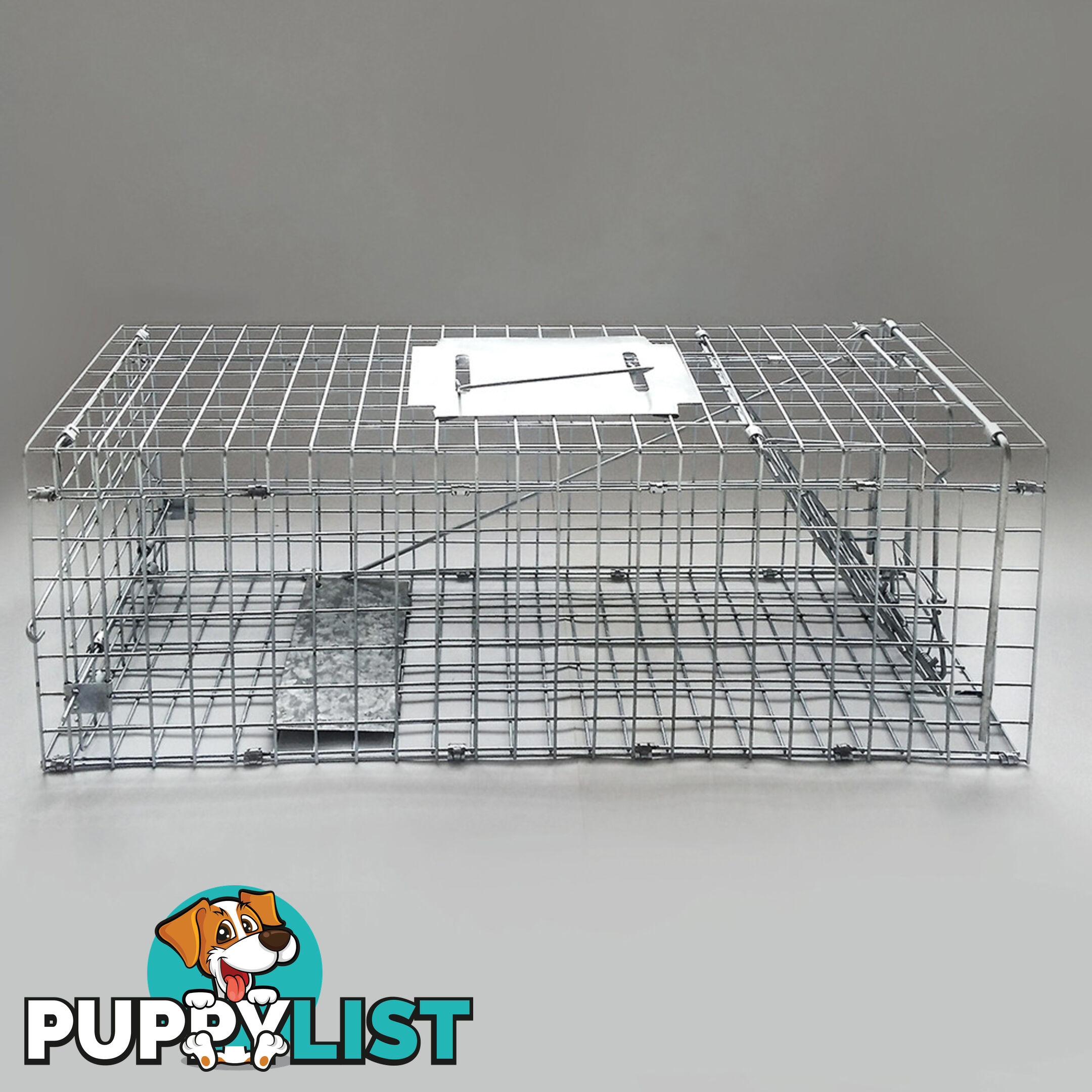 Humane Animal Trap Cage 108 x 40 x 45cm Silver