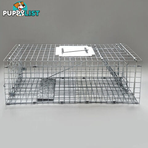 Humane Animal Trap Cage 108 x 40 x 45cm Silver