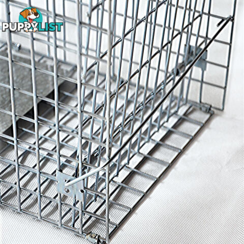 Humane Animal Trap Cage 108 x 40 x 45cm Silver