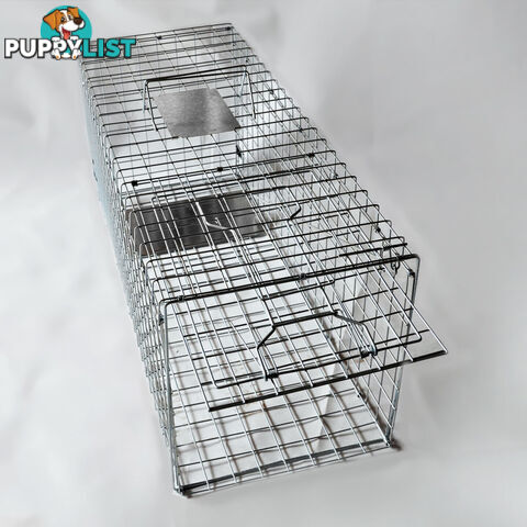 Humane Animal Trap Cage 108 x 40 x 45cm Silver