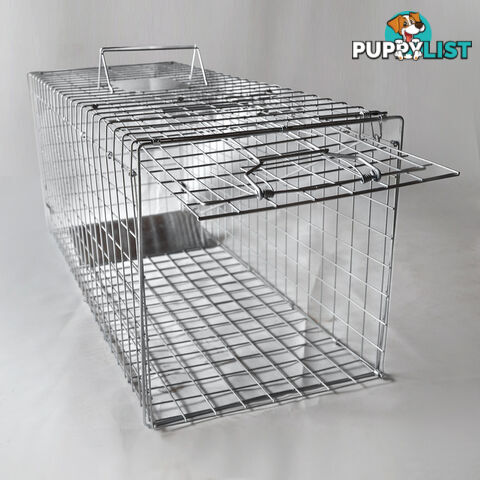 Humane Animal Trap Cage 108 x 40 x 45cm Silver