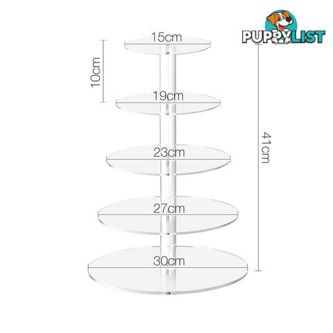 5 Tier Clear Acrylic Cake Stand 41CM