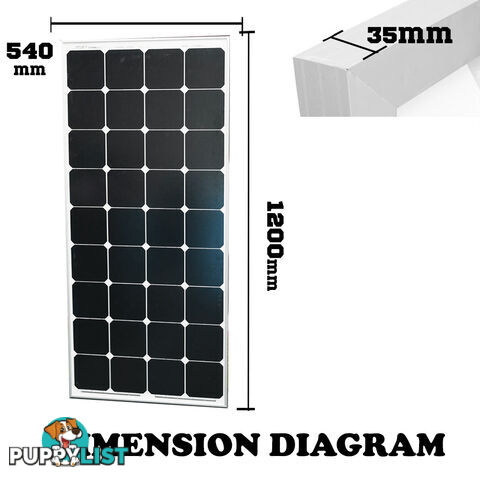 12V 130W Solar Panel Home Generator Camping Power Mono Charging Kit Battery PWM