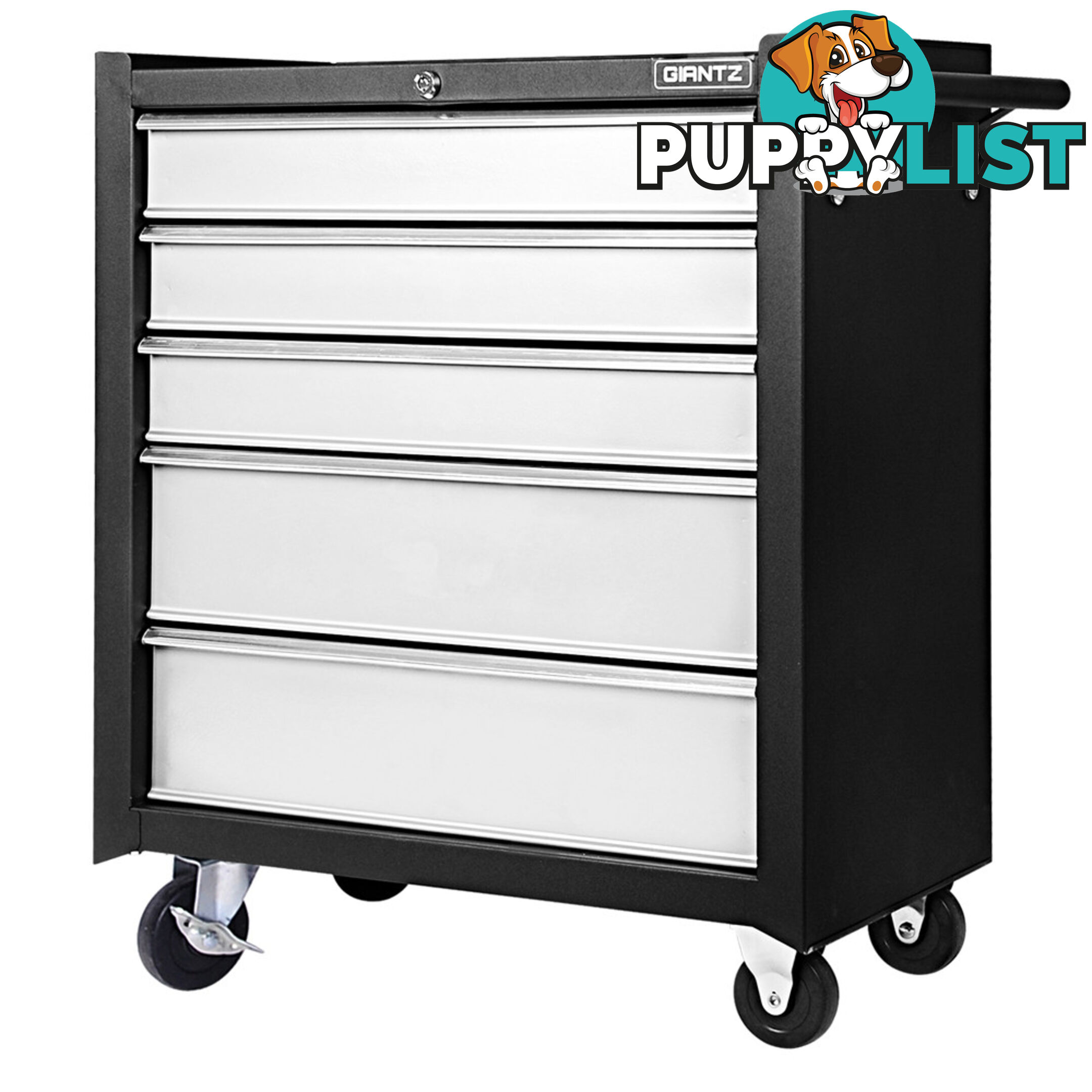 5 Drawers Roller Toolbox Cabinet  Black Grey