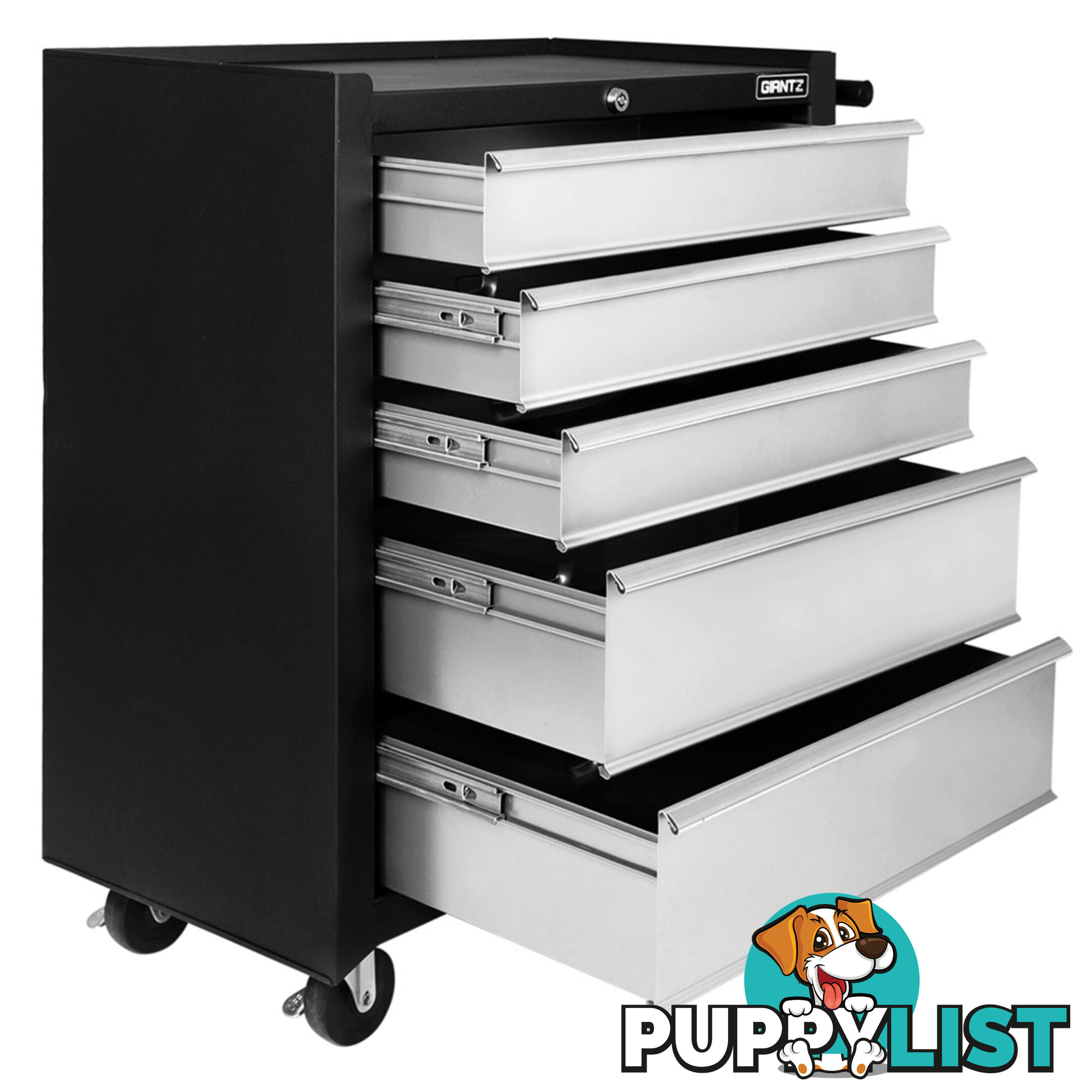 5 Drawers Roller Toolbox Cabinet  Black Grey