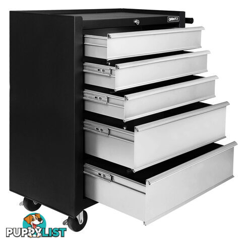 5 Drawers Roller Toolbox Cabinet  Black Grey