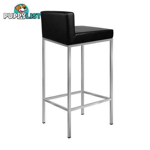 Set of 2 PU Leather Kitchen Bar Stool Black