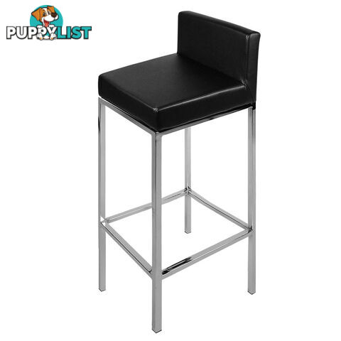 Set of 2 PU Leather Kitchen Bar Stool Black