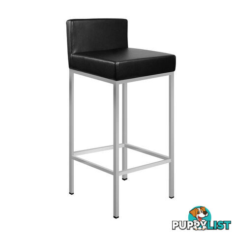 Set of 2 PU Leather Kitchen Bar Stool Black