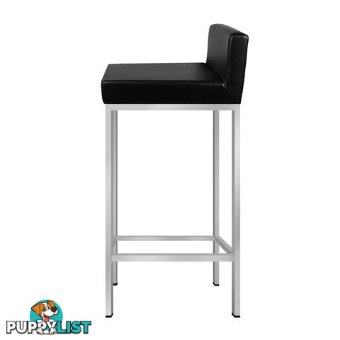 Set of 2 PU Leather Kitchen Bar Stool Black