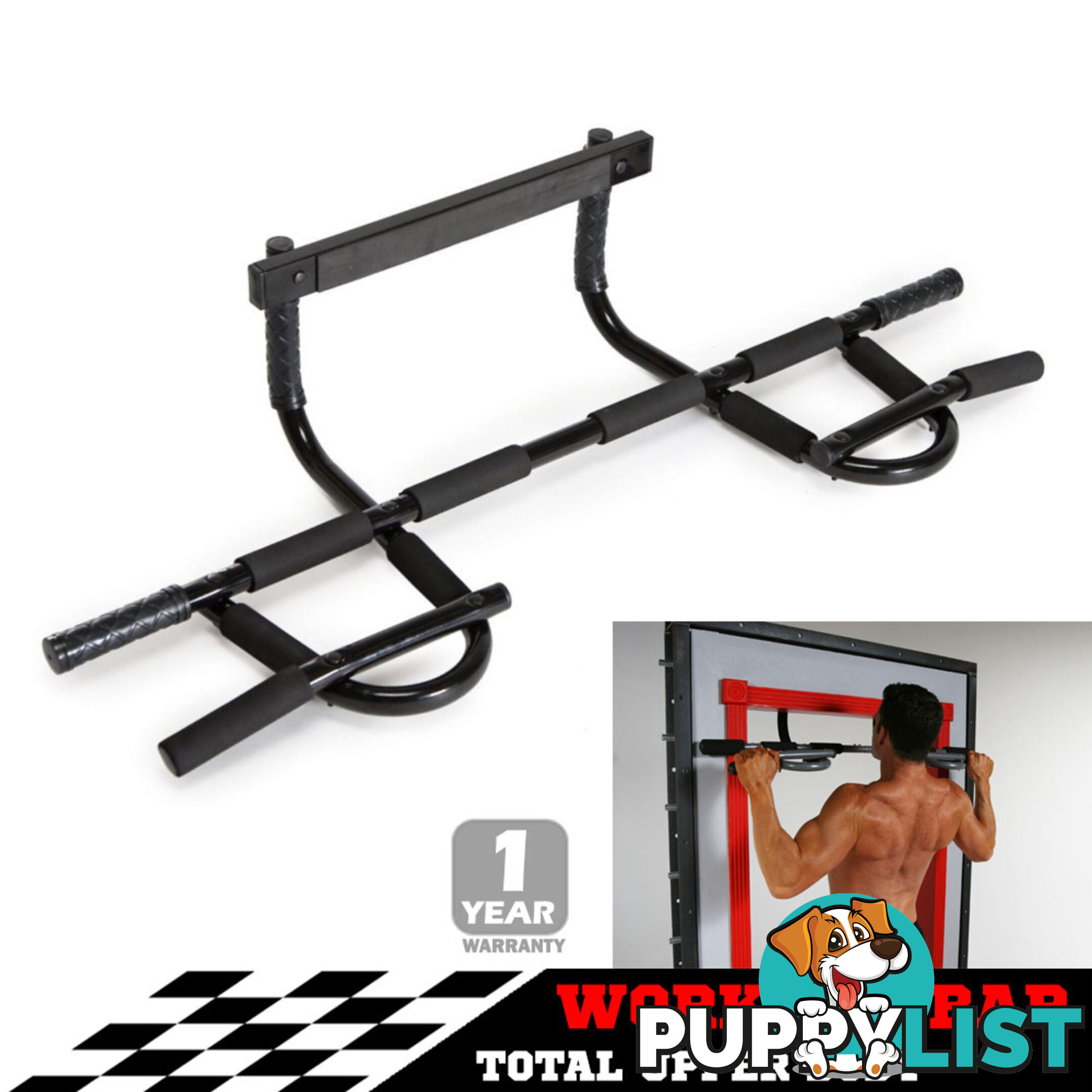 Portable Chin Up Workout Bar Home Door Pull Up Abs Exercise Doorway Wall Fitness