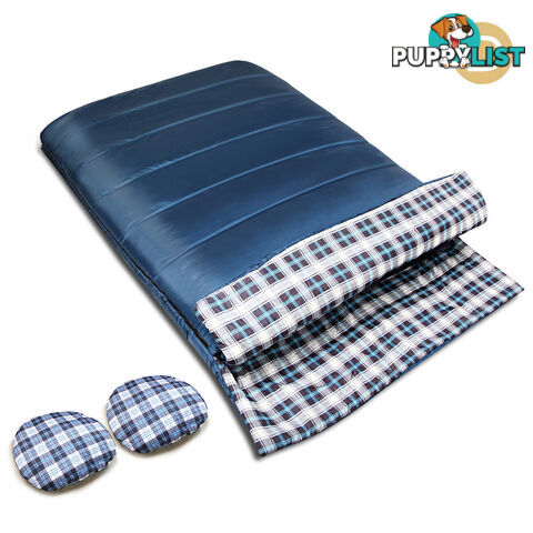 Camping Envelope Sleeping Bag Double Navy