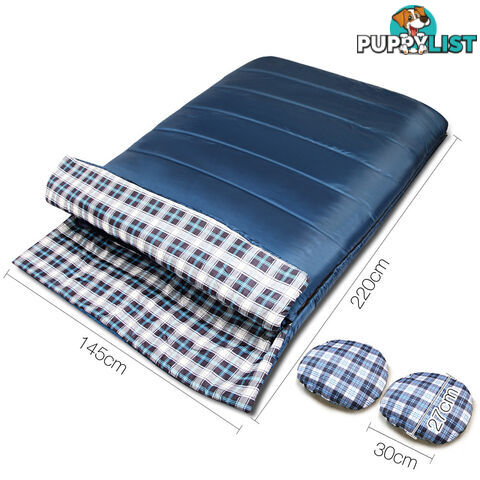 Camping Envelope Sleeping Bag Double Navy