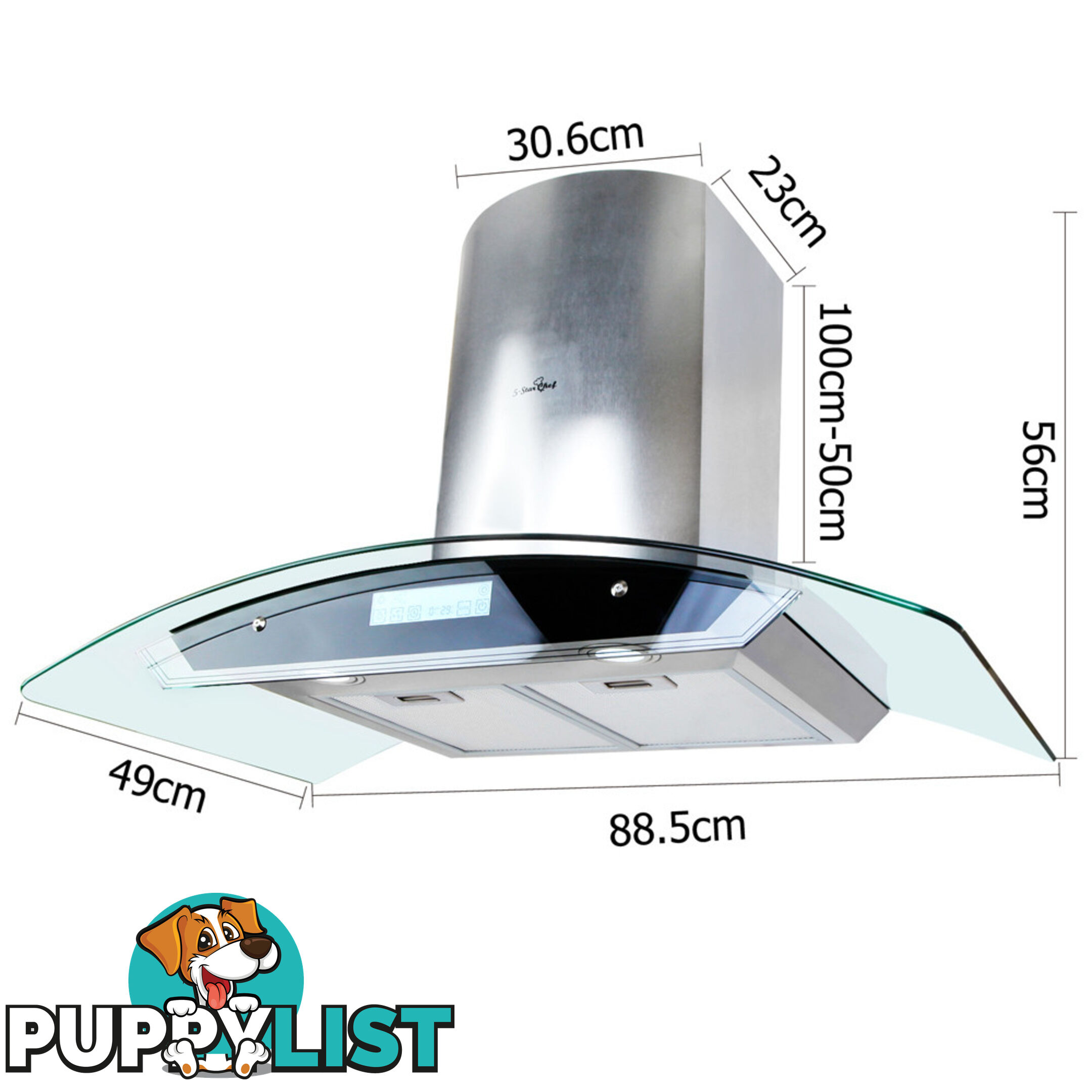 5 Star Chef 4 Fan Speed Rangehood 90cm