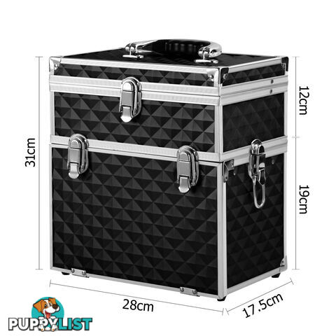 Portable Cosmetic Beauty Makeup Case Diamond Black