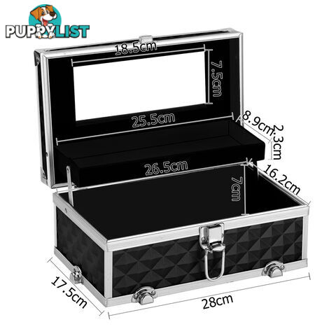 Portable Cosmetic Beauty Makeup Case Diamond Black