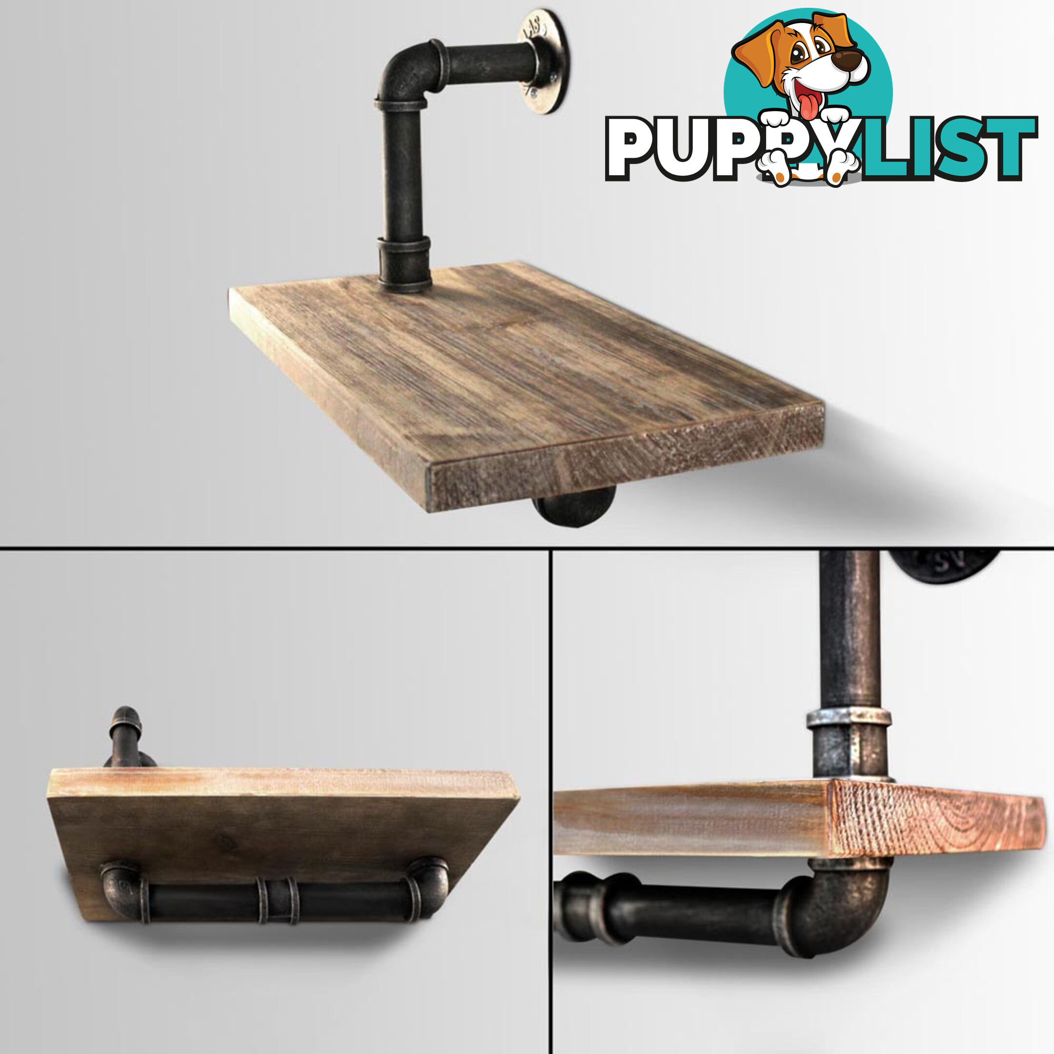 Rustic Industrial DIY Floating Pipe Shelf Paper Holder