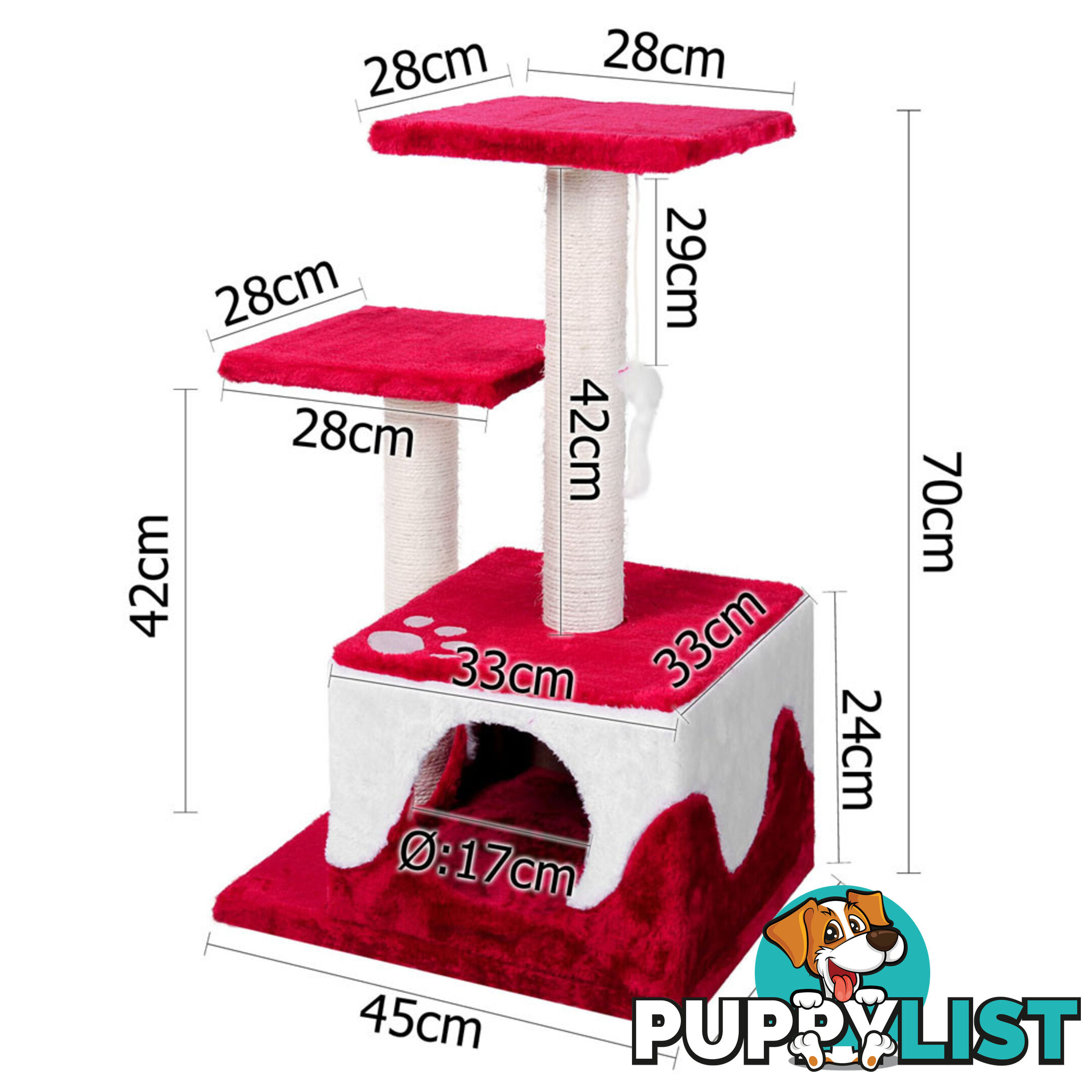 Cat Scratching Poles Post Furniture Tree House Red