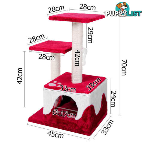 Cat Scratching Poles Post Furniture Tree House Red