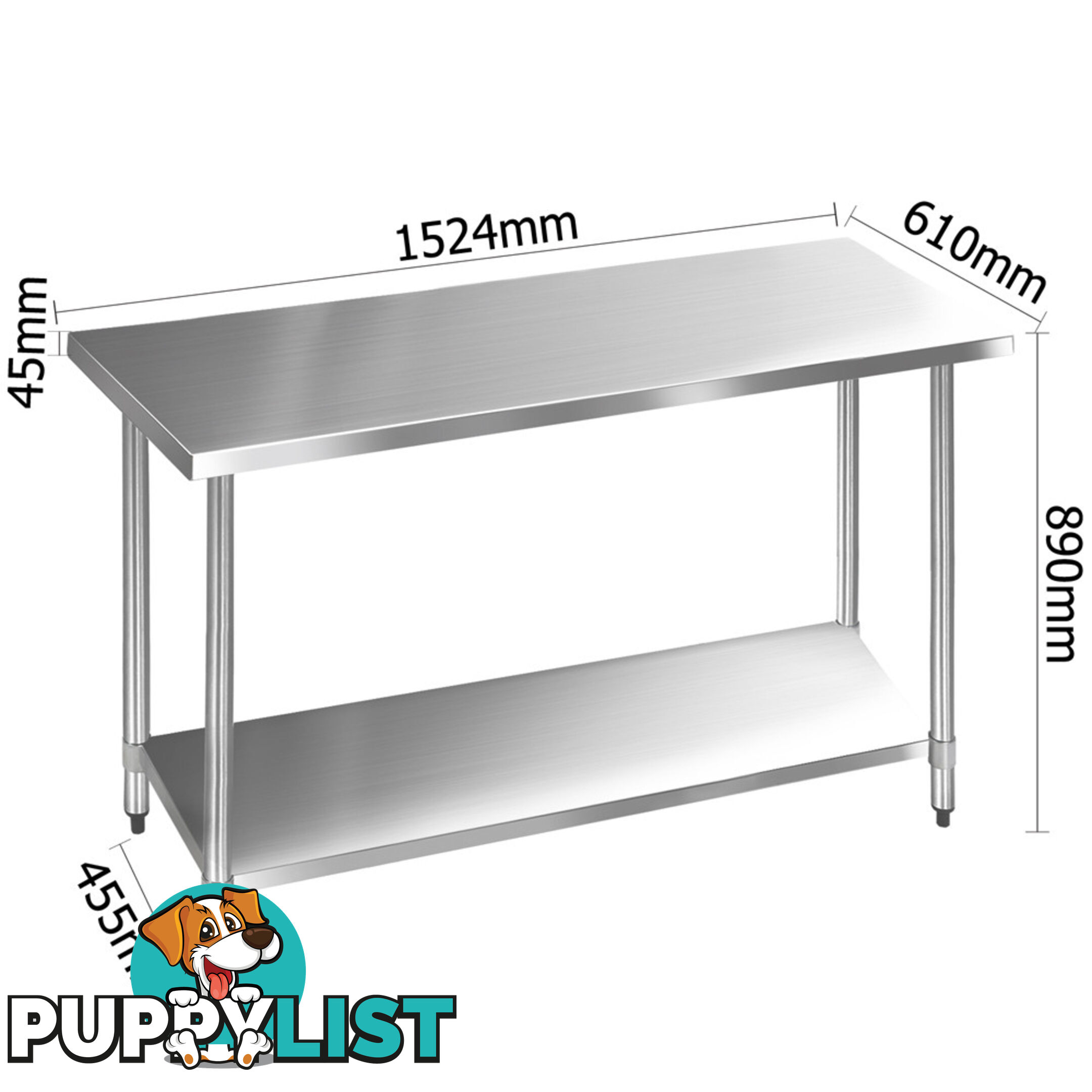 304 Stainless Steel Kitchen Work Bench Table 1524mm