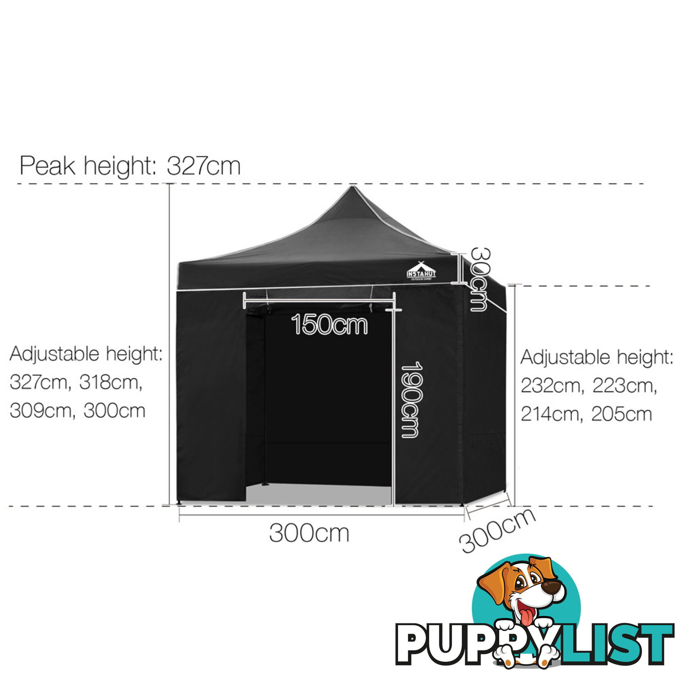 3x3 Pop Up Gazebo Hut with Sandbags Black