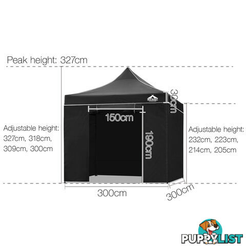 3x3 Pop Up Gazebo Hut with Sandbags Black