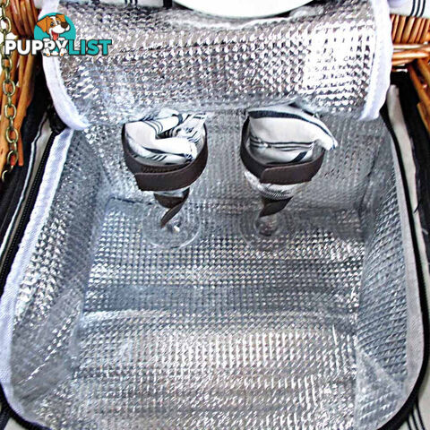 2 Person Picnic Basket Set w/ Cooler Bag Blanket