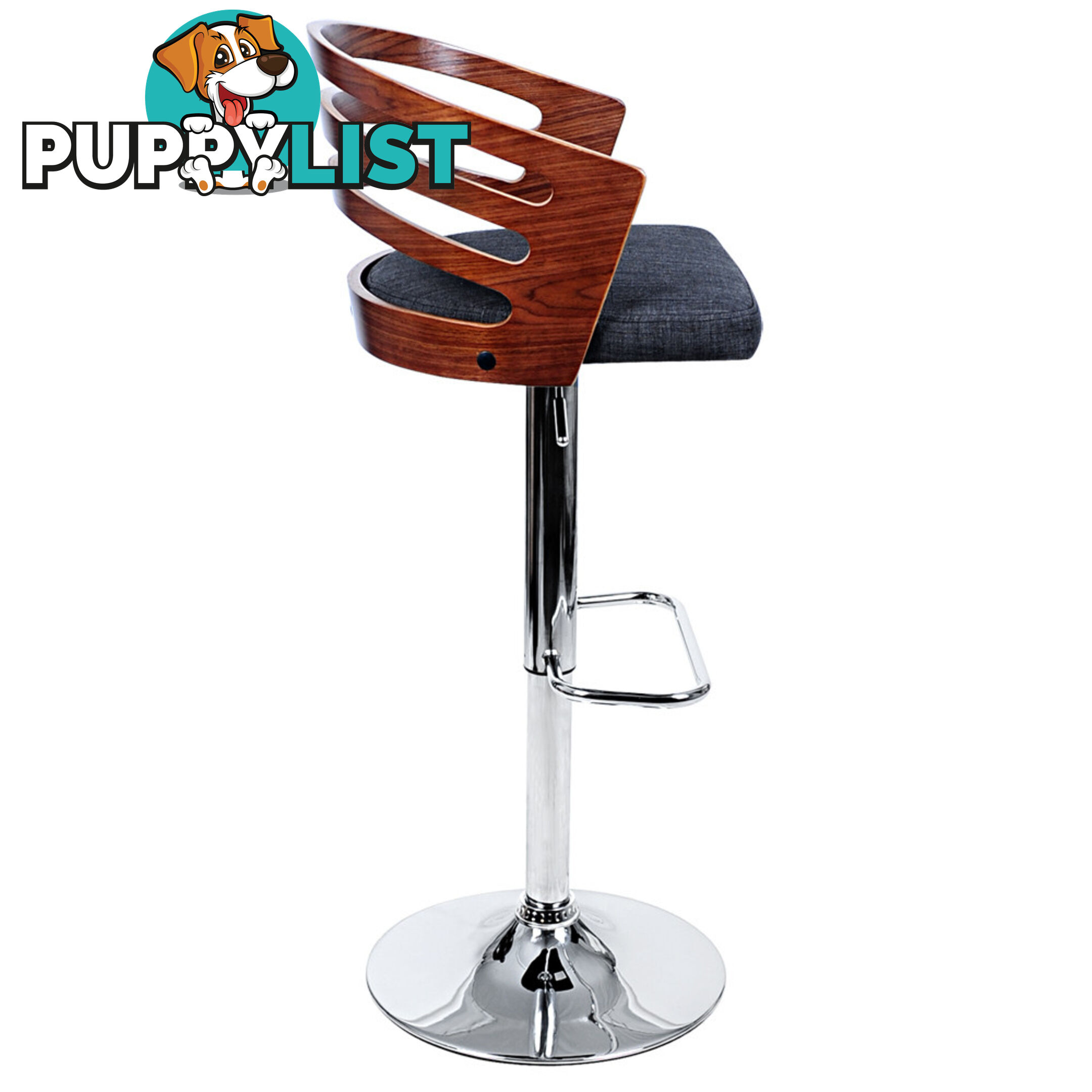 Wooden Bar Stool with White PU Leather