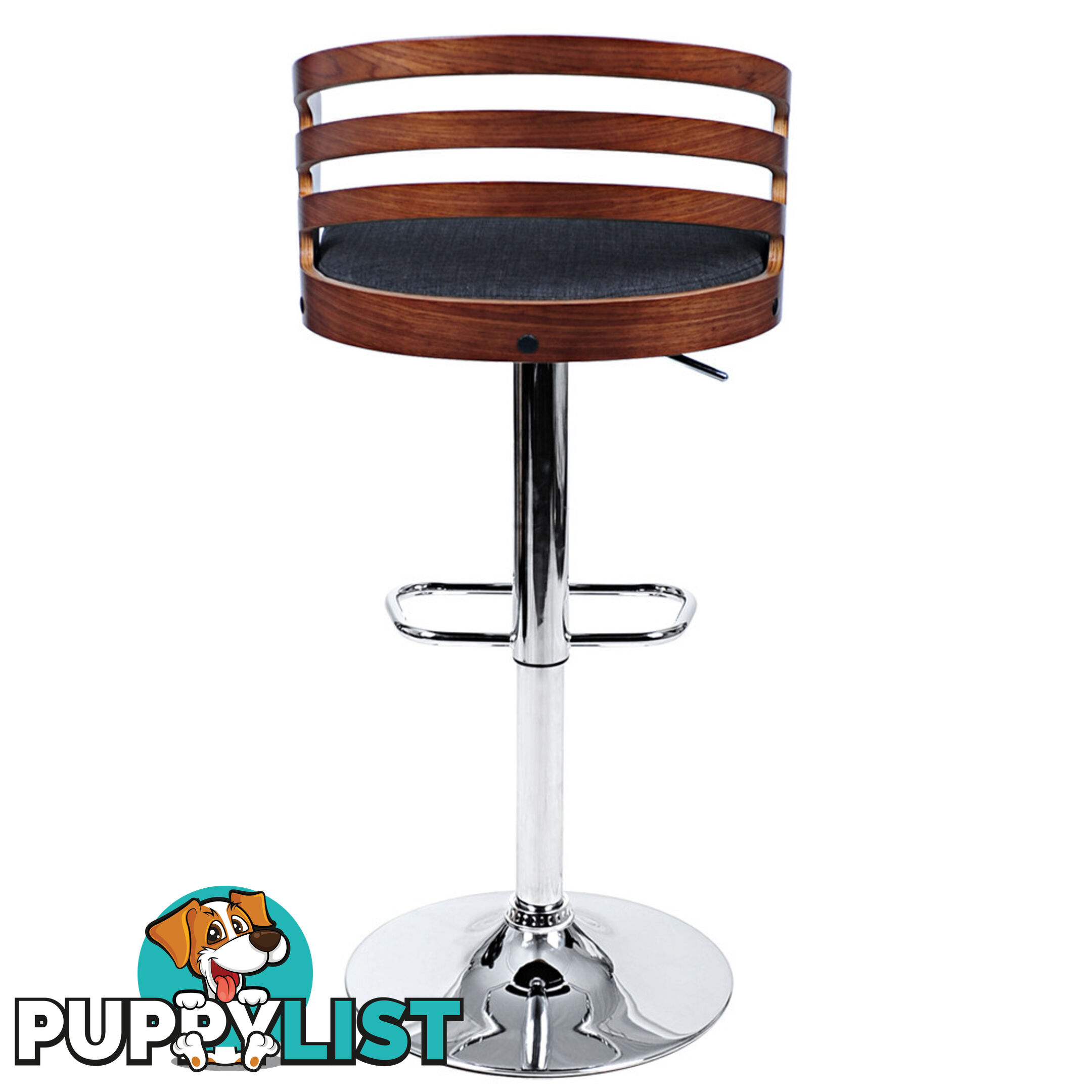 Wooden Bar Stool with White PU Leather