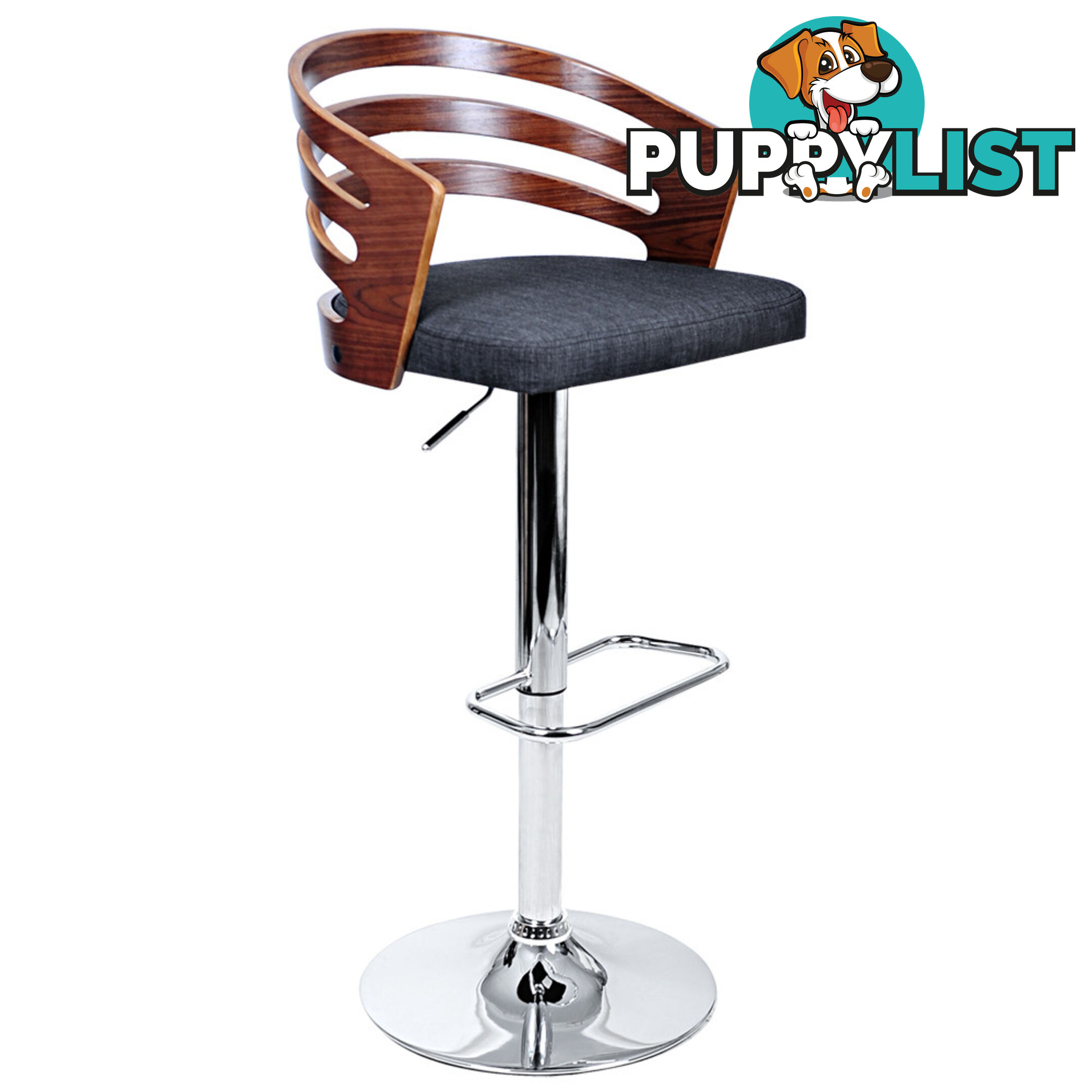 Wooden Bar Stool with White PU Leather