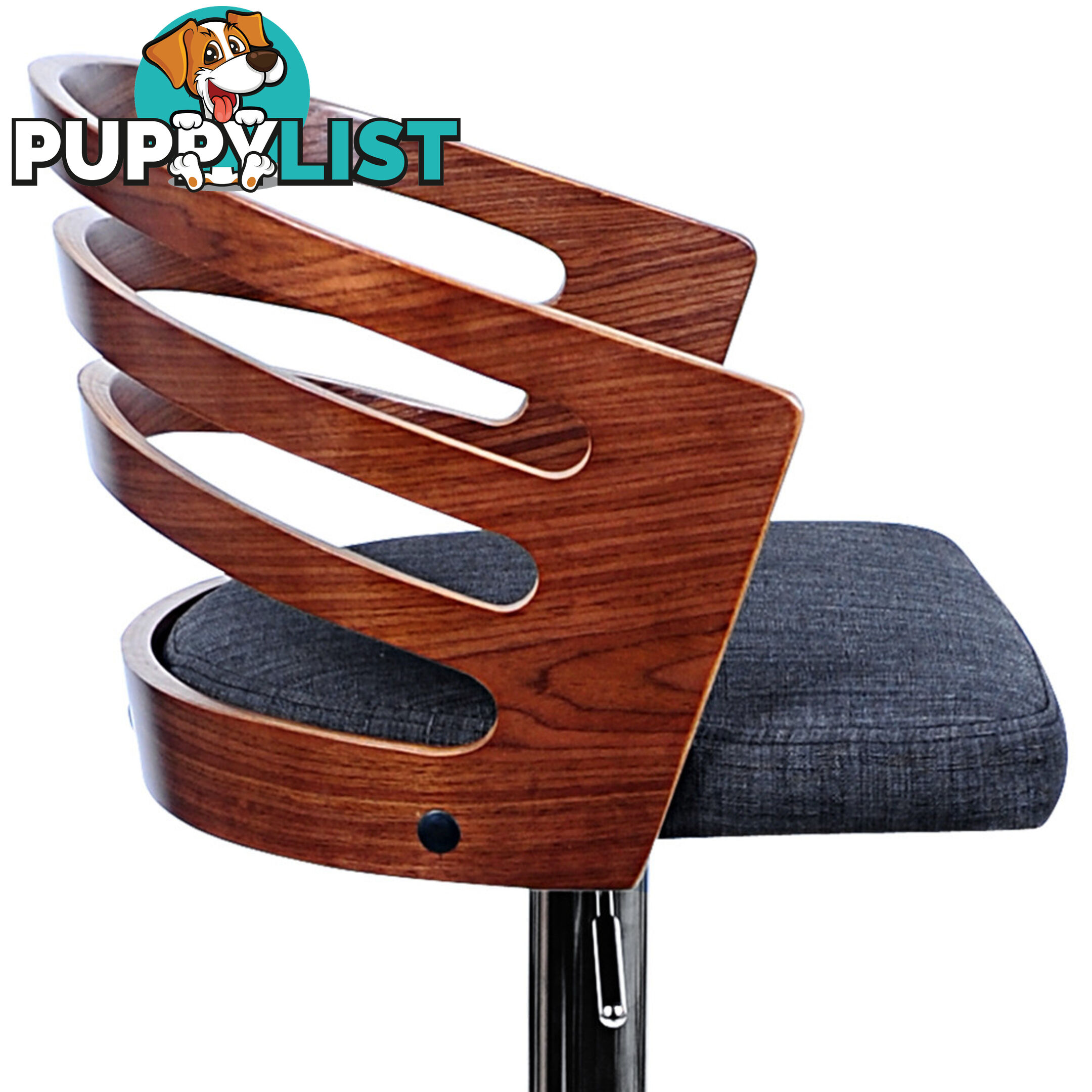 Wooden Bar Stool with White PU Leather