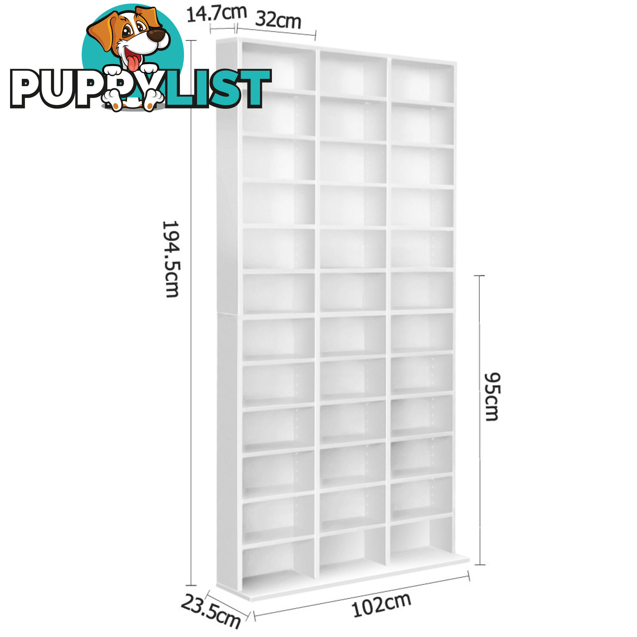 Adjustable CD DVD Book Storage Shelf White