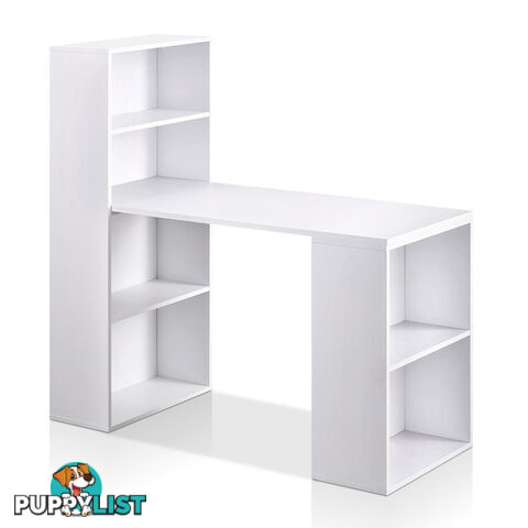 6 Storage Shelf Office Computer Desk White