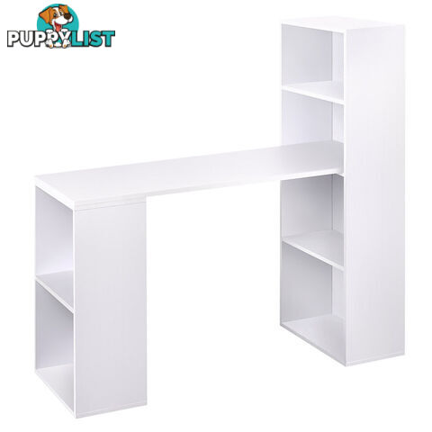 6 Storage Shelf Office Computer Desk White