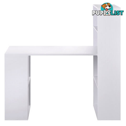 6 Storage Shelf Office Computer Desk White