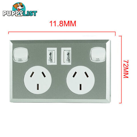 10A Double Australian USB Power Point Supply 2 Socket Switch Wall Plug Silver