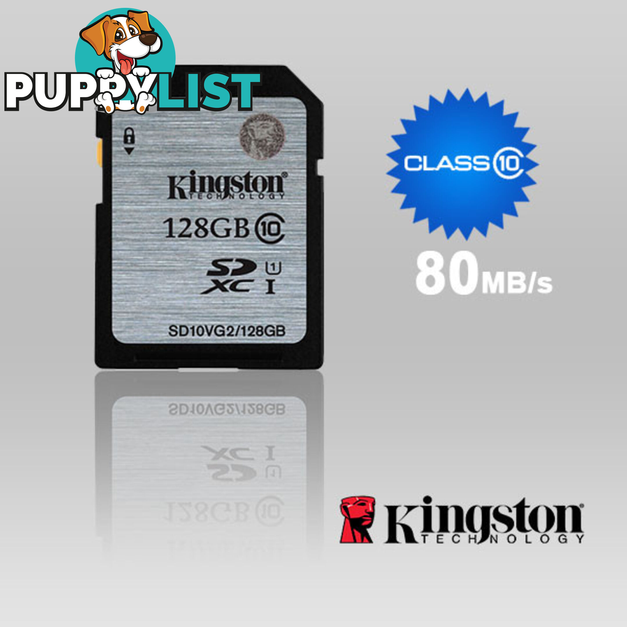 KINGSTON 128GB SDXC Class10 UHS-I 80MB/s Read Flash Card  Retail   (SD10VG2/128GBFR)