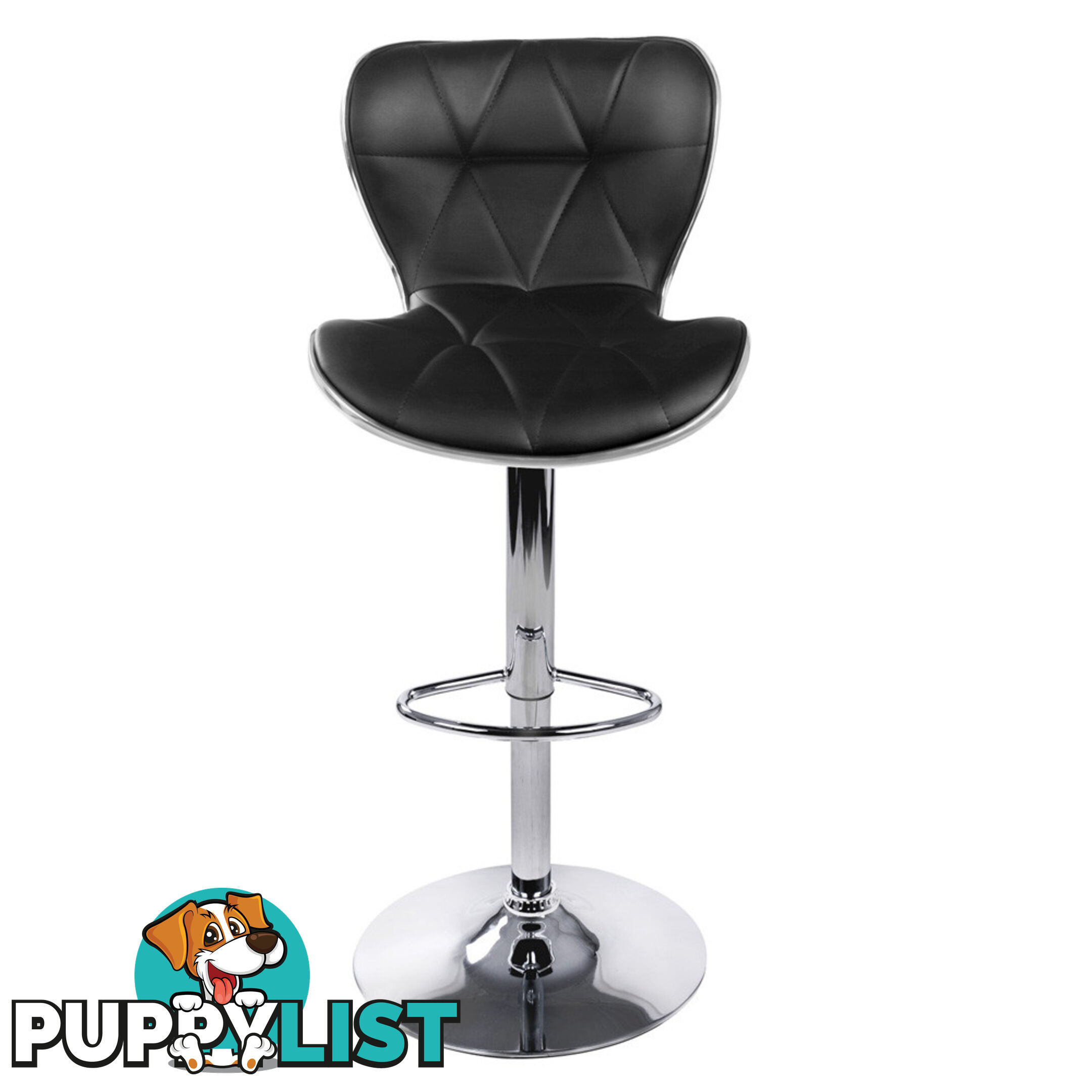 Set of 2 PU Leather Kitchen Bar Stool Black