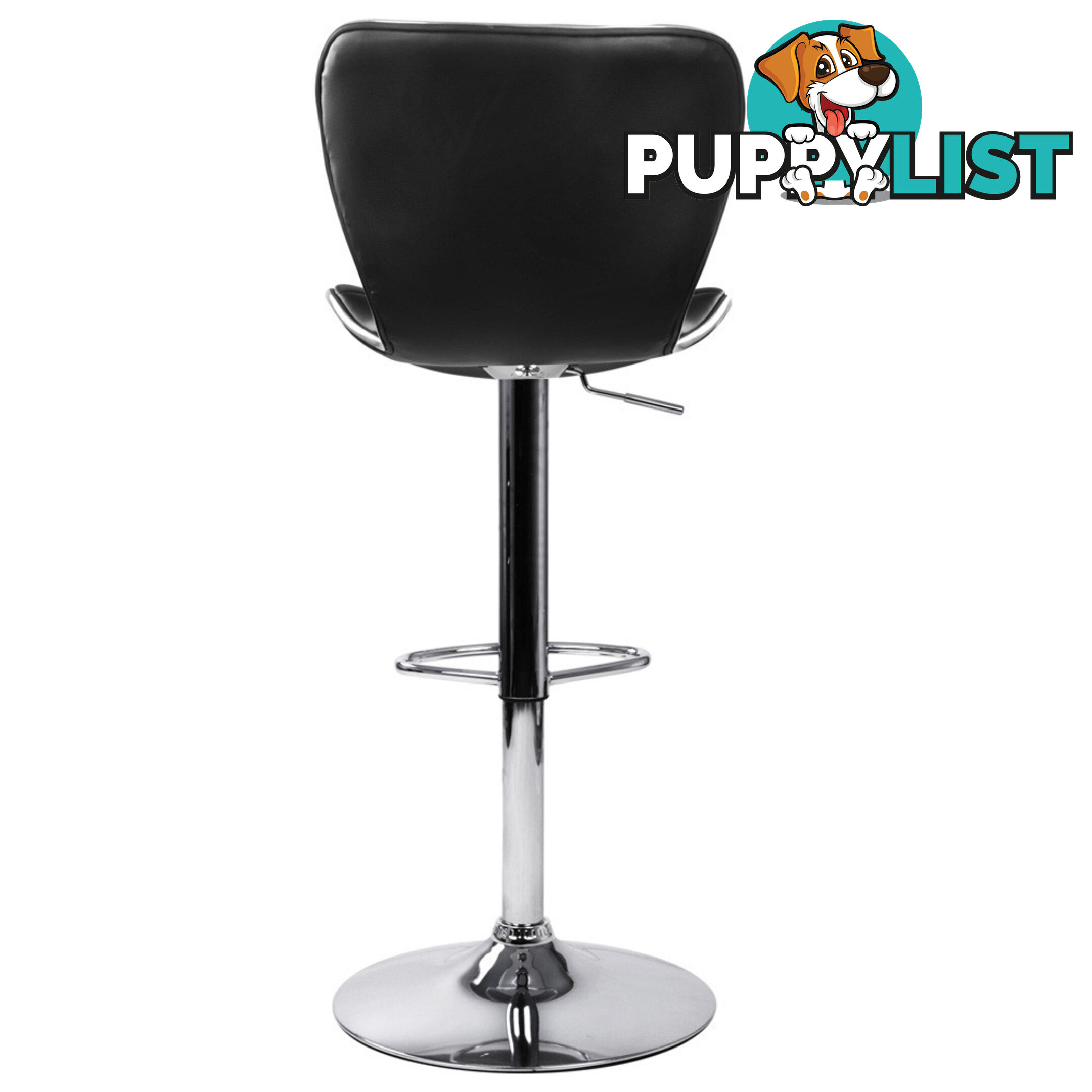 Set of 2 PU Leather Kitchen Bar Stool Black