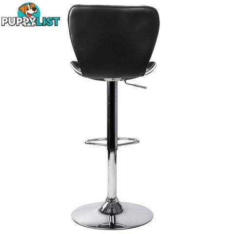 Set of 2 PU Leather Kitchen Bar Stool Black