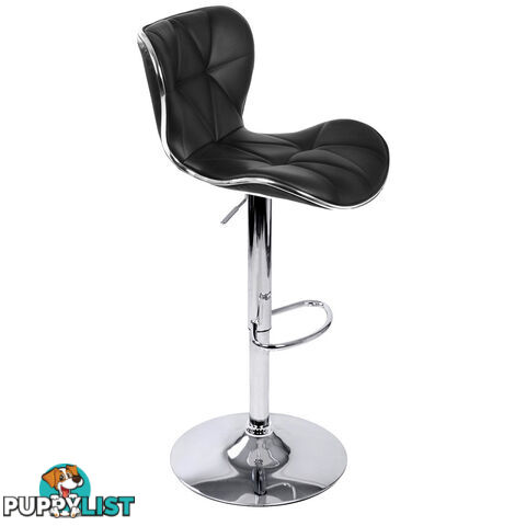 Set of 2 PU Leather Kitchen Bar Stool Black