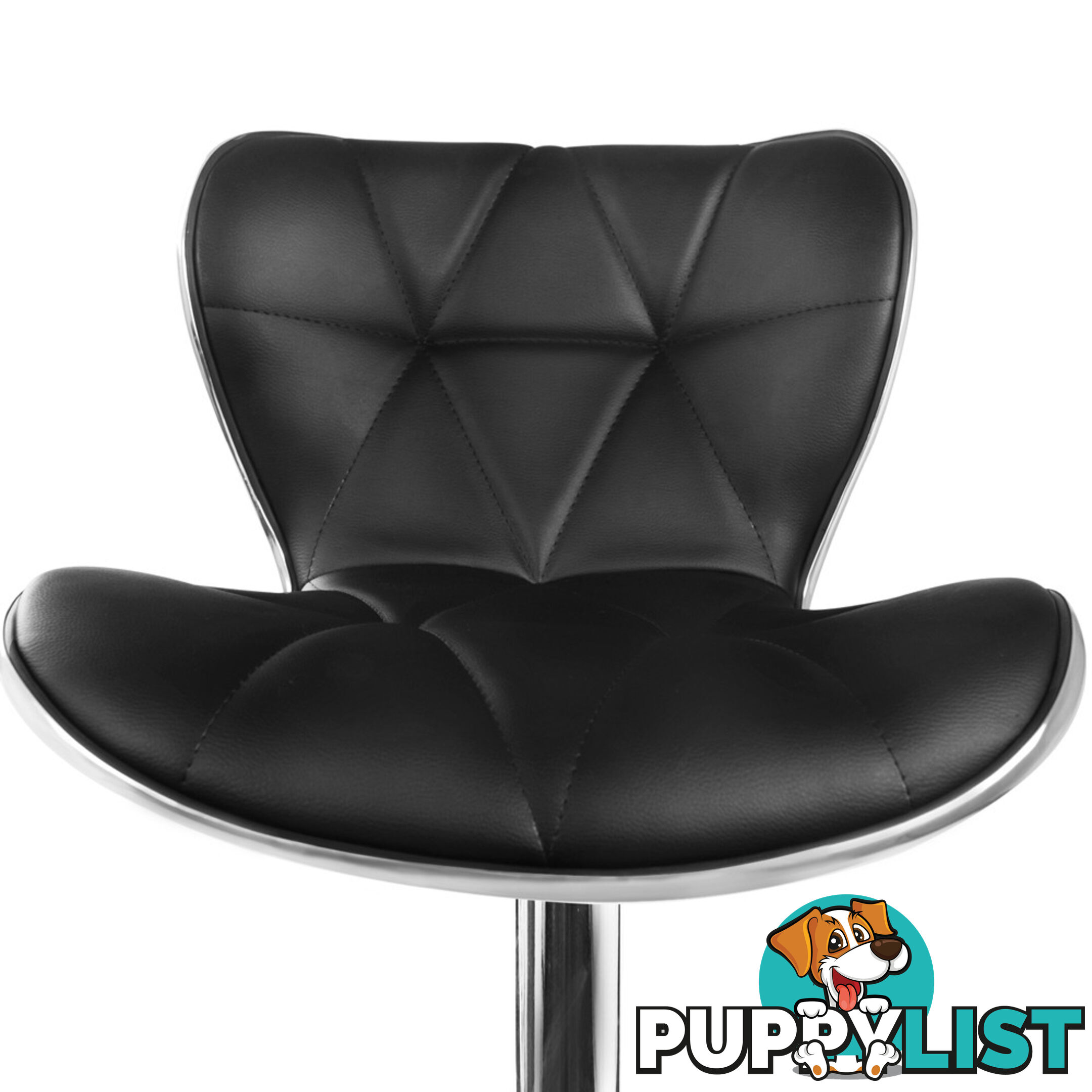 Set of 2 PU Leather Kitchen Bar Stool Black