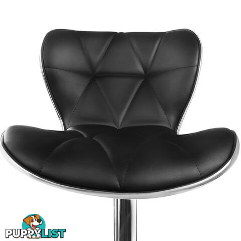 Set of 2 PU Leather Kitchen Bar Stool Black