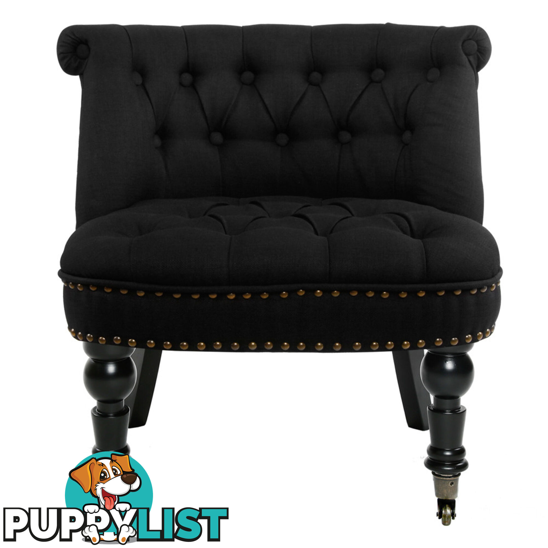 Lorraine Chair French Provincial Linen Fabric Sofa Pitch Black