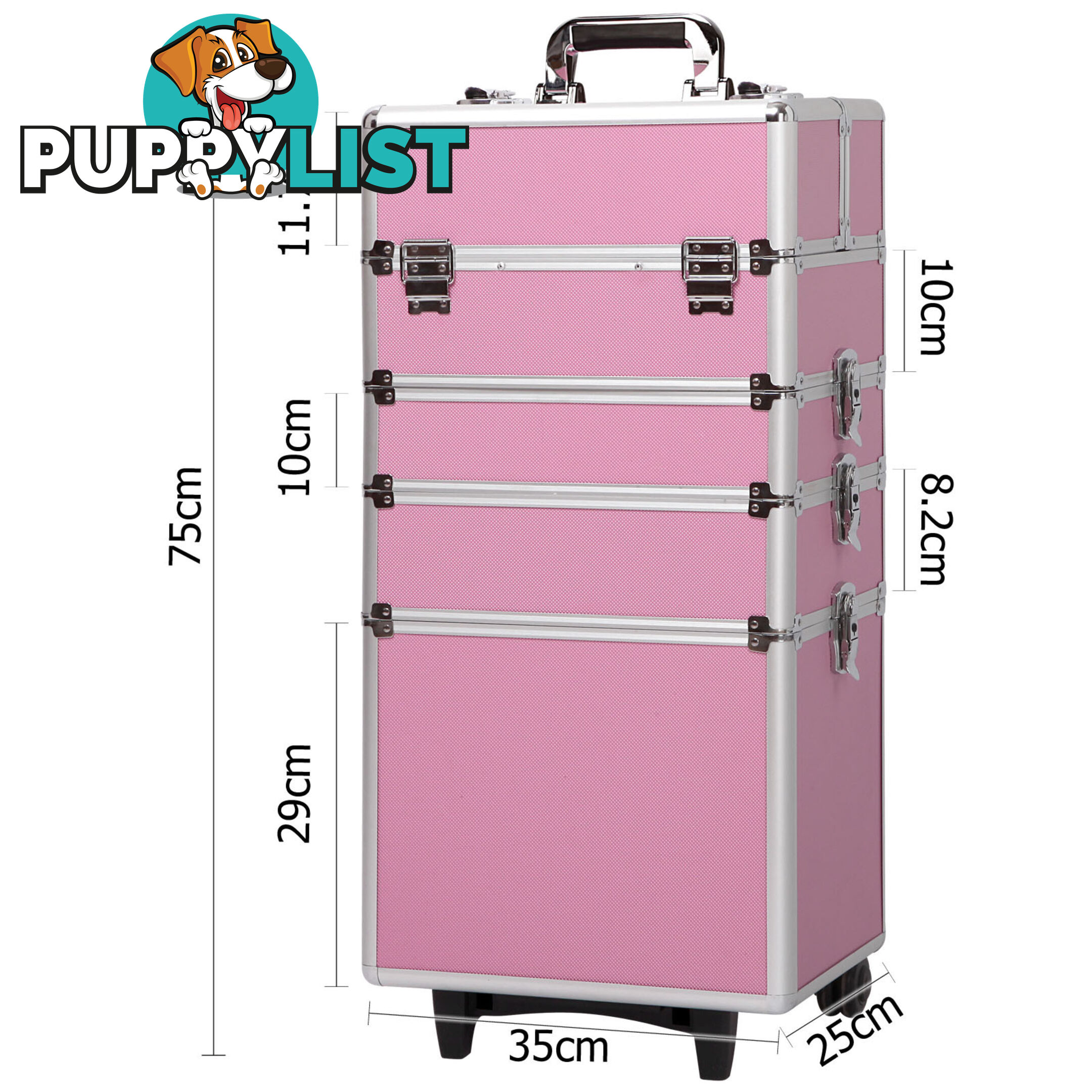 7 in 1 Portable Beauty Make up Cosmetic Trolley Case Pink