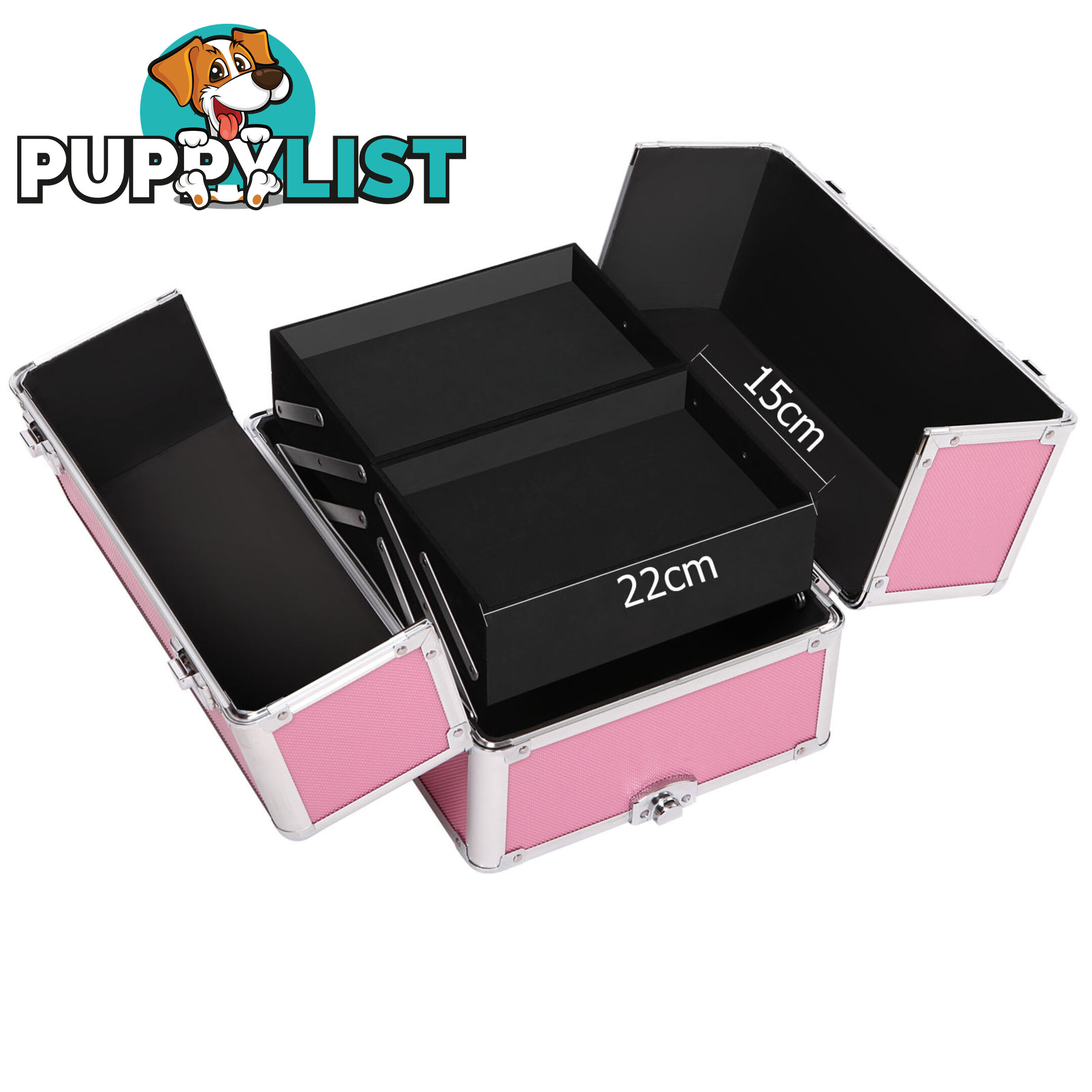 7 in 1 Portable Beauty Make up Cosmetic Trolley Case Pink