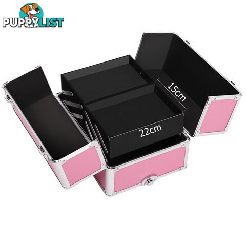 7 in 1 Portable Beauty Make up Cosmetic Trolley Case Pink