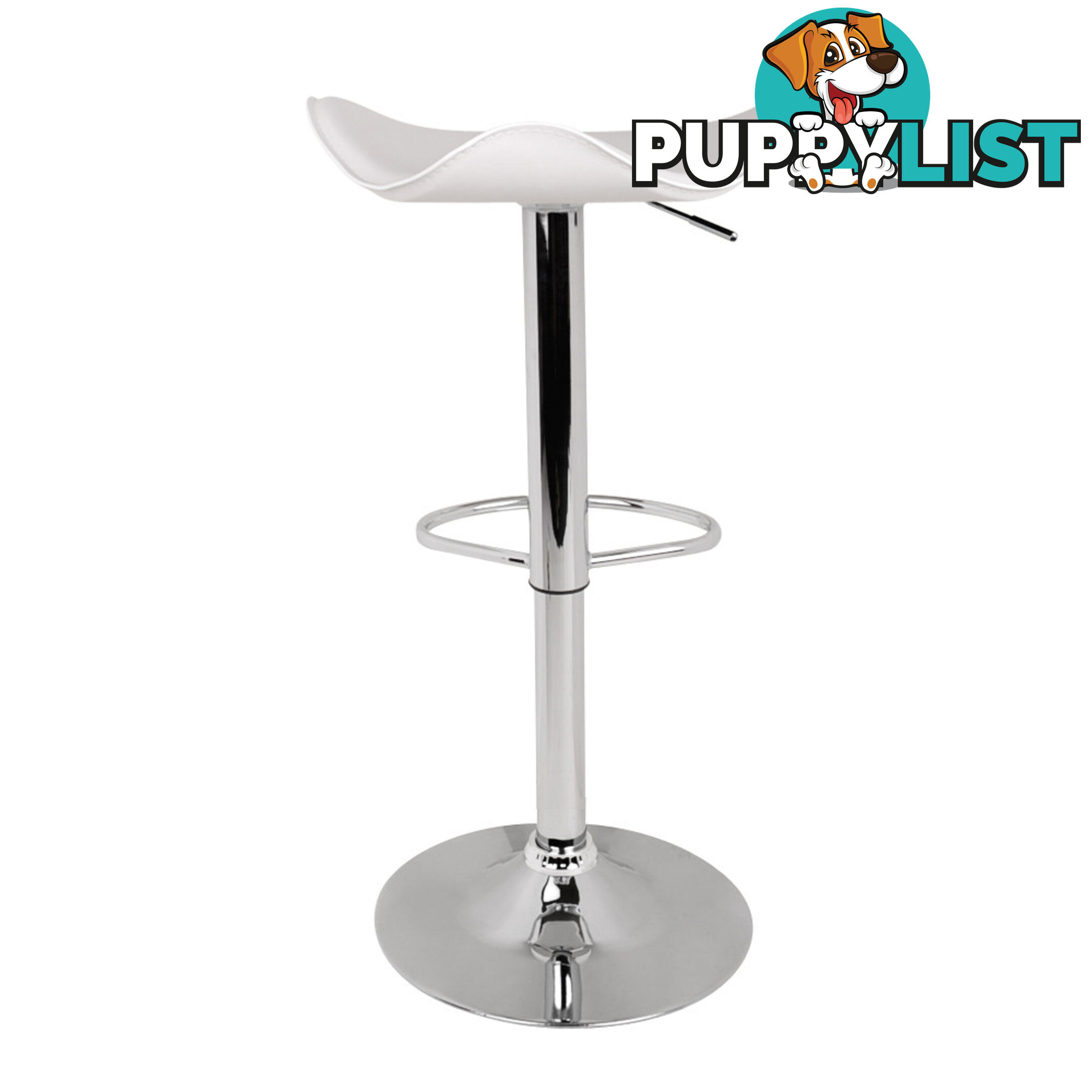 Set of 2 PVC Leather Kitchen Bar Stool White