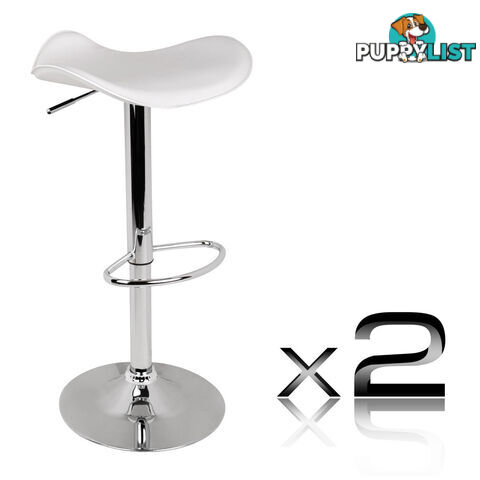 Set of 2 PVC Leather Kitchen Bar Stool White